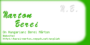 marton berei business card